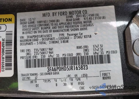 2018 Ford Fusion Se from USA, damaged, VIN 3FA6P0HD5JR165823